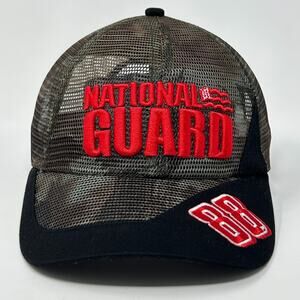 NASCAR Dale Earnhardt Jr Trucker Hat Baseball Cap National Guard Full Mesh Black